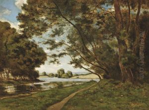 Le Sentier Au Pres De La Riviere by Henri-Joseph Harpignies