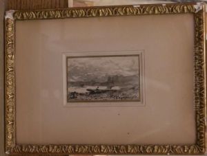 Paysage, Barque Au Bord De L'etang