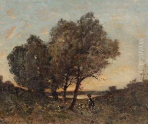 Chasseur Dans Un Paysage by Henri-Joseph Harpignies