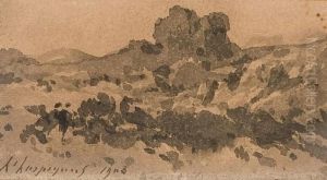 Quatre Vignettes Representant Des Paysages by Henri-Joseph Harpignies