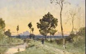 "fermiere Dans Un Sous Bois" by Henri-Joseph Harpignies