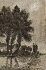 Paysage Au Clair De Lune by Henri-Joseph Harpignies