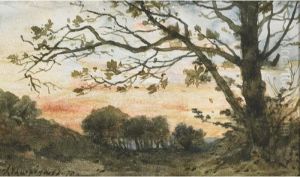 Landscape (sun Setting Over Trees By Shore) by Henri-Joseph Harpignies