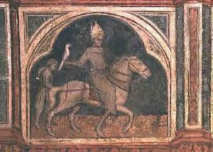 The Bishop with a Falcon after Giotto 1450 by Nicolo & Stefano da Ferrara Miretto
