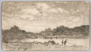 Pecheurs Au Bord D'un Lac