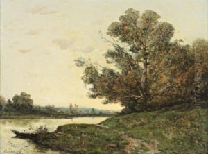 Bord De Loire, Soleil Levant D'automne by Henri-Joseph Harpignies