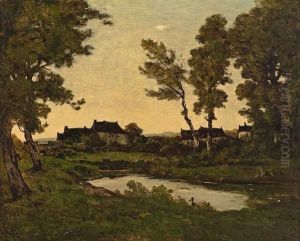 Cottages At The Edge Of A Wood, Early Evening