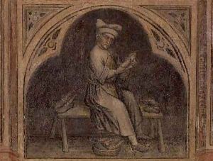 The Cobbler from The Working World cycle after Giotto 1450 by Nicolo & Stefano da Ferrara Miretto