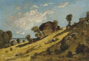 A Rocky Coast by Henri-Joseph Harpignies