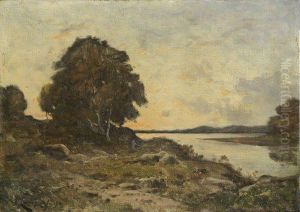 Soleil Couchant En Bord De Riviere by Henri-Joseph Harpignies