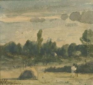 Sudliche Landschaft Mit Wanderer by Henri-Joseph Harpignies
