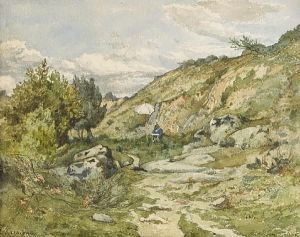 A Landscape With An Artist At Work by Henri-Joseph Harpignies