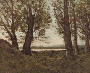 By The Lake At Sunset by Henri-Joseph Harpignies