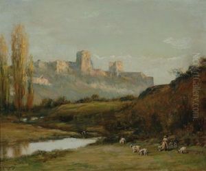 A Summer Landscape With Thecity Of Carcasonne In The Background