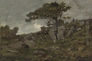 Herders On A Rocky Hillside by Henri-Joseph Harpignies