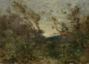 Herbstliches Waldstuck Bei Sturm by Henri-Joseph Harpignies