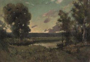 A Woodland Pool At Twilight by Henri-Joseph Harpignies