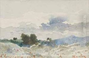 Paysage Vallone, 1908, Menton ( ) by Henri-Joseph Harpignies