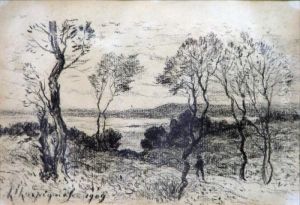 Le Chasseur Et Les Lapins by Henri-Joseph Harpignies