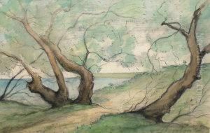 Woodland Study; Black Crayon And
 Watercolour, Bears Signature, Date And Inscription, 16.6x24.5cm. 
Provenance: With The Brod Gallery, London, According To Label Attached 
To The Reverse