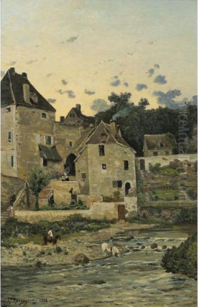 Les Bords De L'aumance A 
Herisson [ ; By The Aumance River, Herisson ; Oil On Canvas ; Signed And
 Dated 1872. Authenticated By Mrs Hellebranth.] - view 1