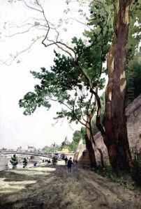 The Seine At Paris by Henri-Joseph Harpignies