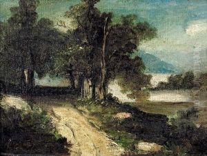 "chemin Parmi Les Chenes Dominant Un Lac". by Henri-Joseph Harpignies