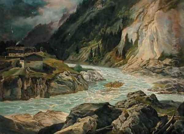 Rapids on the River Isar 1830 - view 1