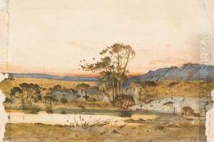 Coucher De Soleil Sur Un Etang by Henri-Joseph Harpignies