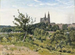 "cathedrale De Chartres". by Henri-Joseph Harpignies