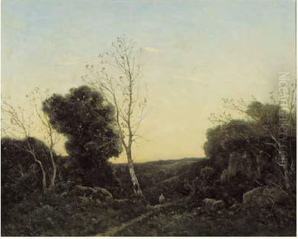 Paysanne Sur Un Sentier Aux Environs De Fontainebleau - view 1