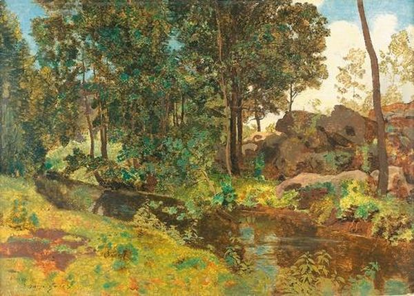 Sommerliche Waldpartie Mit Bach. - view 1
