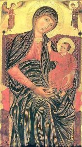 Madonna and Child Enthroned with Two Angels 1260s or 70s by Master of Magdalen