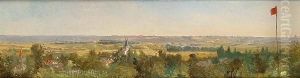 An Extensive Landscape With A Village In The Distance by Henri-Joseph Harpignies
