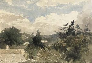 A Hilly Landscape With A House In The Foreground; And A Winter Landscape by Henri-Joseph Harpignies