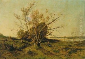 Woman At Rest Beneath A Tree by Henri-Joseph Harpignies
