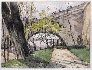 Le Chemin De Halage Sous L'arche D'un Pont by Henri-Joseph Harpignies