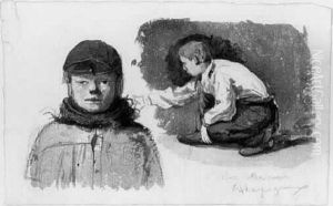 Jeune Joueur De Petanque Accroupi Et Enfant A La Casquette En
Buste by Henri-Joseph Harpignies