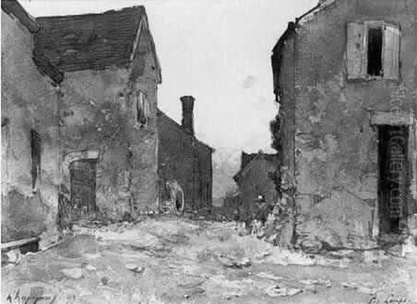 Maison Aux Loups, A Bonny Sur Loire Aquarelle Et Crayon Noir - view 1
