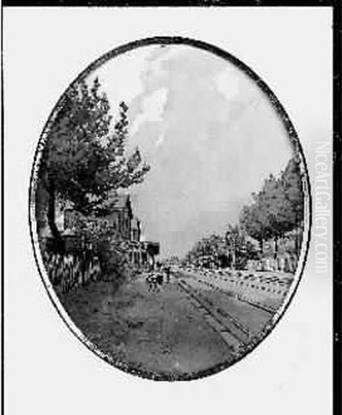 Briare, Le Quai De La Gare, 1888
 Lavis D'encre De Forme Ovale, Rehausse De Gouache, Signe Et Date En Bas
 Vers La Gauche - view 1