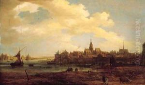 A view of a town by a river