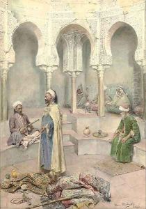Traders in an Arabic courtyard by Maria Martinetti