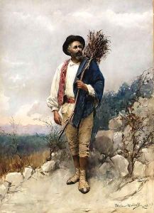 A peasant in a rocky landscape by Maria Martinetti