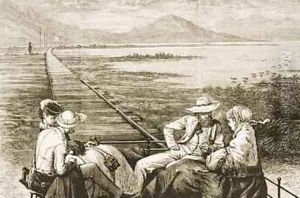 An inspection car on the Pacific Railway appraoching the Great Salt Lake 1880 by Reverend Samuel Manning