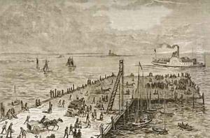 The wharf at Nantucket Island Massachusetts in the 1870s 1880 The wharf at Nantucket Island Massachusetts in the 1870s 1880