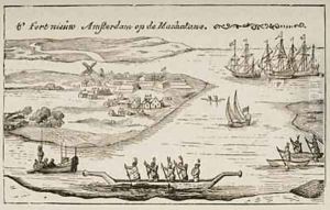 Fort and settlement of New Amsterdam on Manhattan Island in the 1620s 1880 by Reverend Samuel Manning