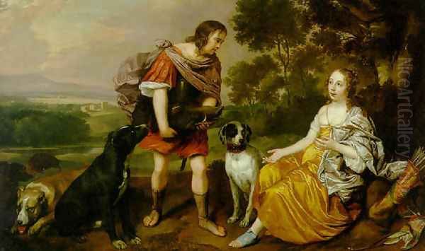 Portrait histoire of a young man and lady as Meleager and Atalanta - view 1