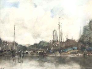 A view of a Dutch harbour town
