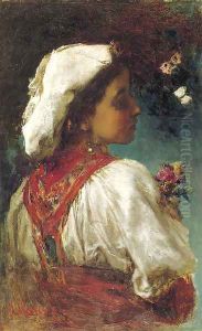 Italienne flowers and butterflies