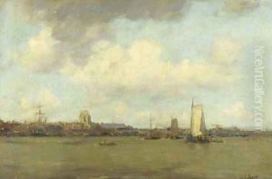 Shipping on the Merwede by Dordrecht